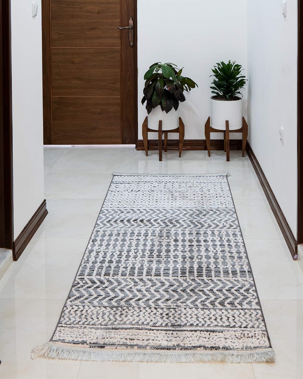 فرش راهرویی مراکشی کد (1)41270 زمینه نقره ای